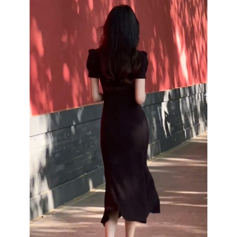 7892 summer dress biru langit korean style formal dress gereja wanita kristen elegant midi dress lengan pendek 2