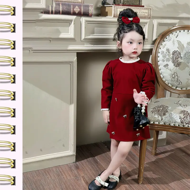 [Đầm Dự Tiệc] Set Váy Đôi Mẹ Và Bé Thiết Kế JENNA DRESS Đính Nơ Váy Nhung Bé Gái 1,2,3,4,5 Tuổi MOGIHOUSE 2
