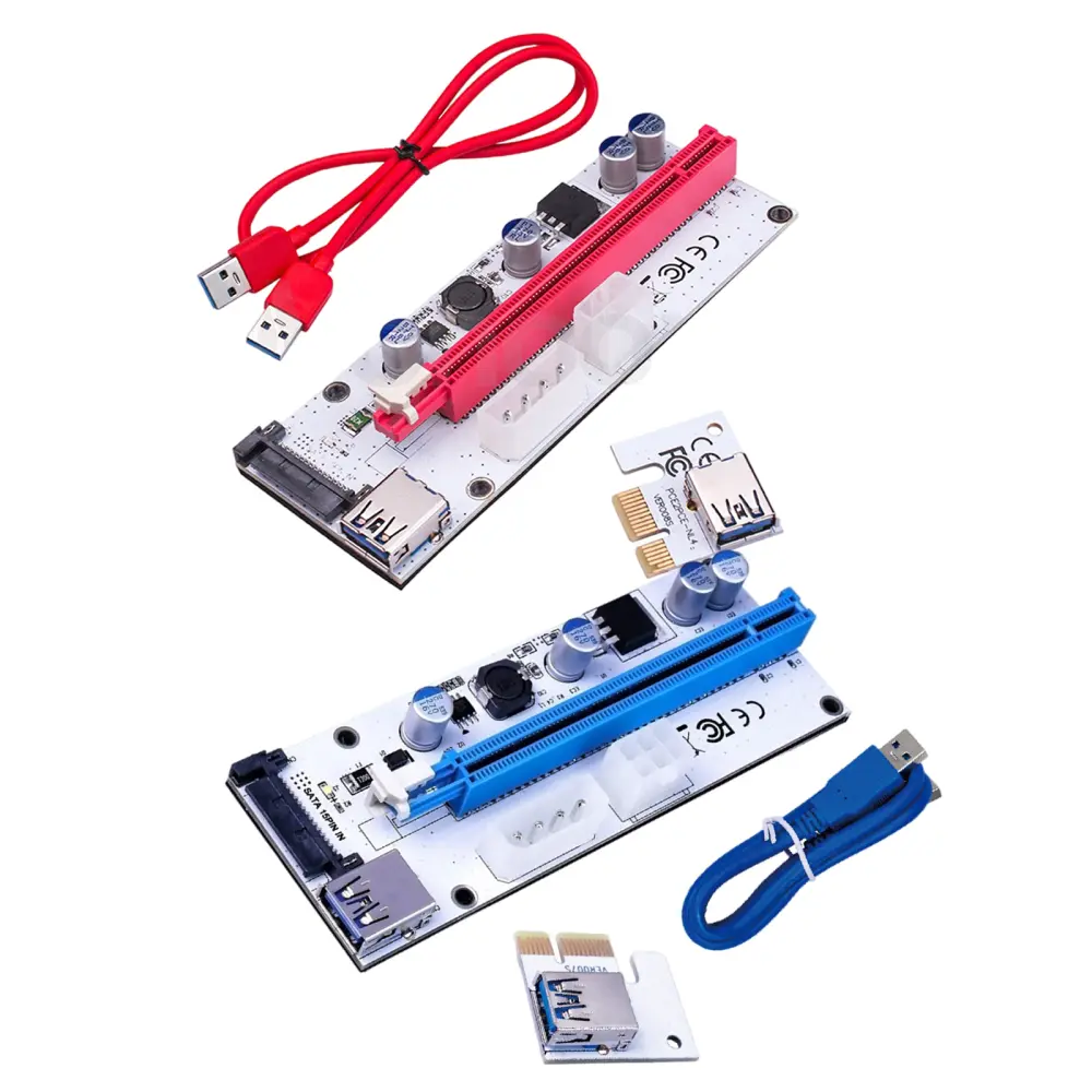 USB3.0 PCI-E Riser Card, 4Pin 6Pin 15Pin  60cm Cable, PCI Express 1x to 16x Extension Ver008S Adapter for Miner GPU Crypto Mining