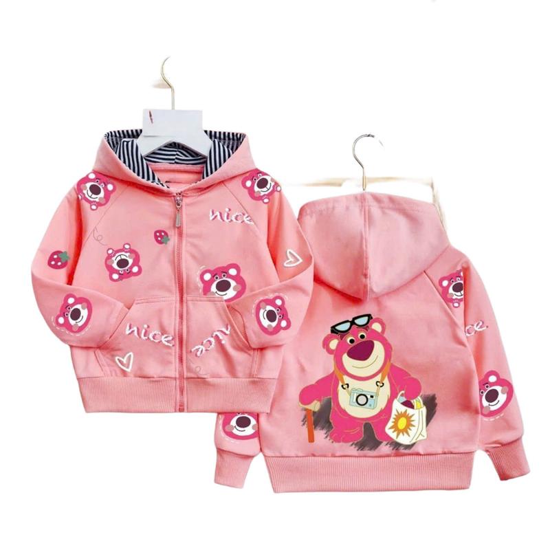 áo khoac gấu dâu bé gái 1 tuổi - 12 tuổi cân nặng từ 10kg -38kg chất da cá mềm mịn mát thấm hút mồ hôi tốt áo khoác áo khoác áo khoác