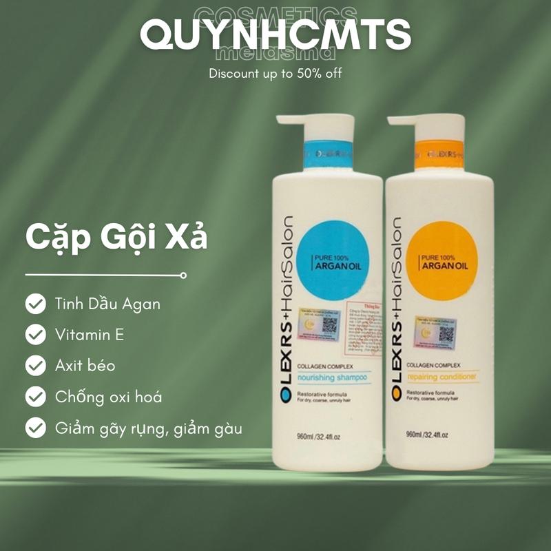 Cặp dầu gội xả Olexrs Argan Oil Collagen Hair Salon cho tóc khô hư tổn