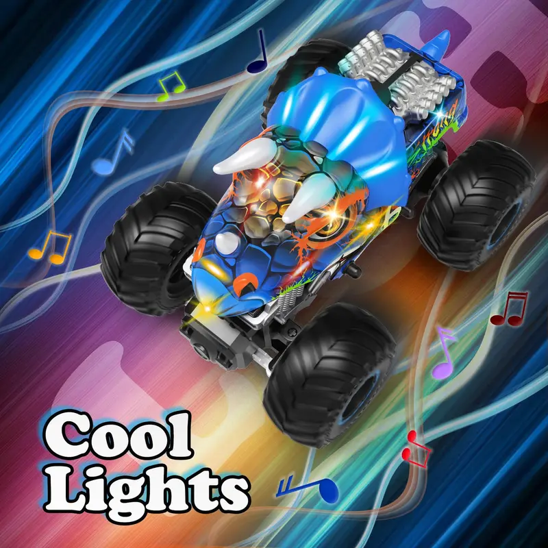 Remote Control Monster Truck, 1 Set 360 Degree Stunt Function Off Road Triangle Dragon Monster Truck Toy with Light & Music & Spray, RC Car Toy for Teenagers 5