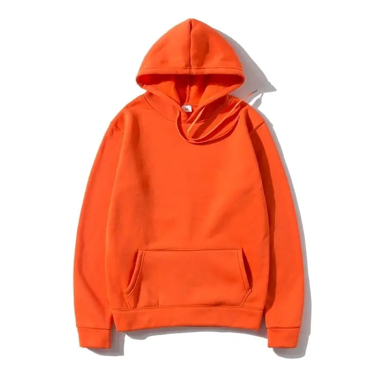 Hoodie polos ORANGE bahan fleece size S sampai BIGSIZE Panjang Unisex Jumper Sweater Pria Nyaman uinisex hoodie & jumper