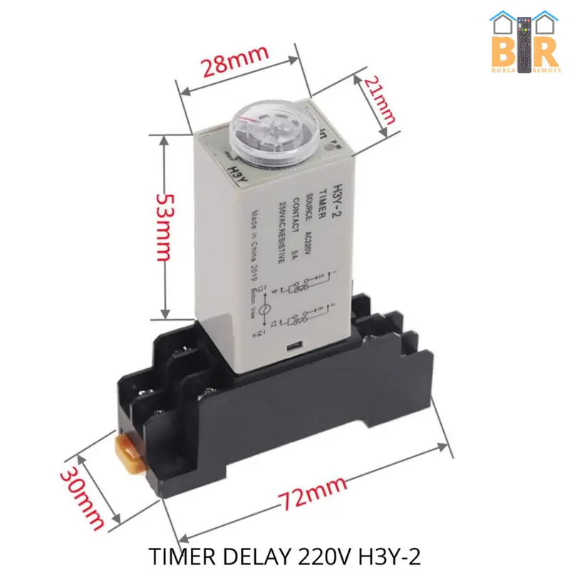 DELAY TIMER RELAY 220VAC H3Y-2 1 DETIK - 60 MENIT TANPA SOCKET 3