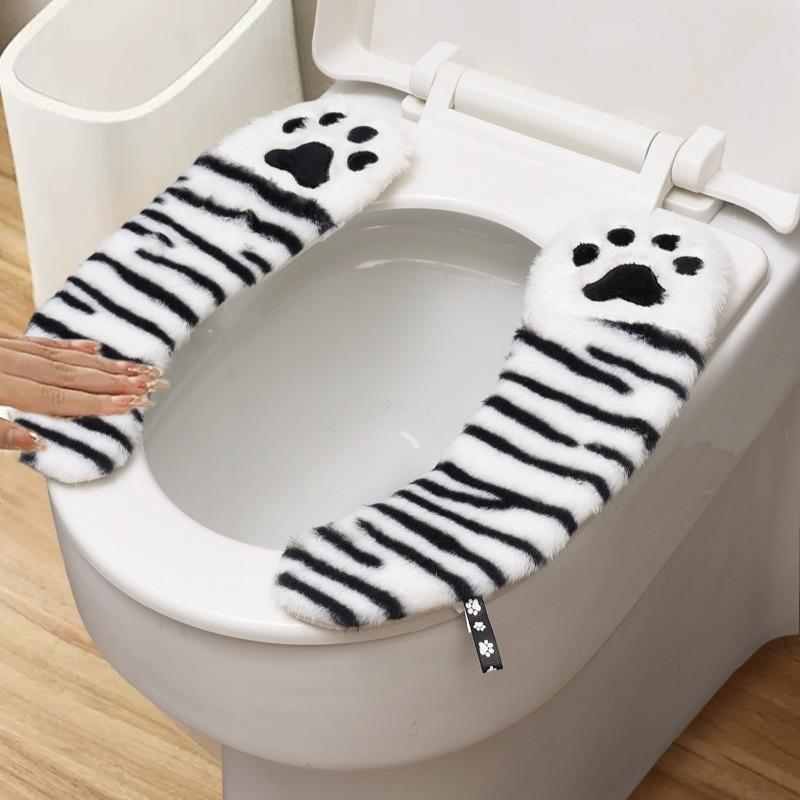 Product Introduction of Cute Multicolor Cat Paw Plush Toilet Seat Padded Universal Self-adhesice Toilet Seat Gasket Household Bathroom Toilet Cushion 13