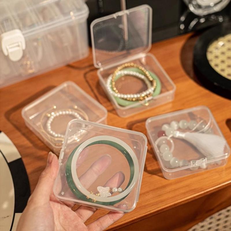 Product Introduction of 1Pcs Durable Transparent Storage Box Desktop Storage Home Supplies Bracelet Box Flip Cover Dustproof Plastic Case 19