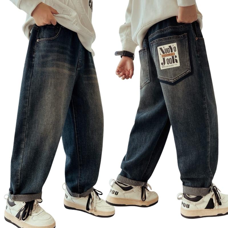 ￼Quần jean trẻ em quần bò bé trai size đại 25-70kg quần dài dáng rộng cho bé hàng QC cao cấp