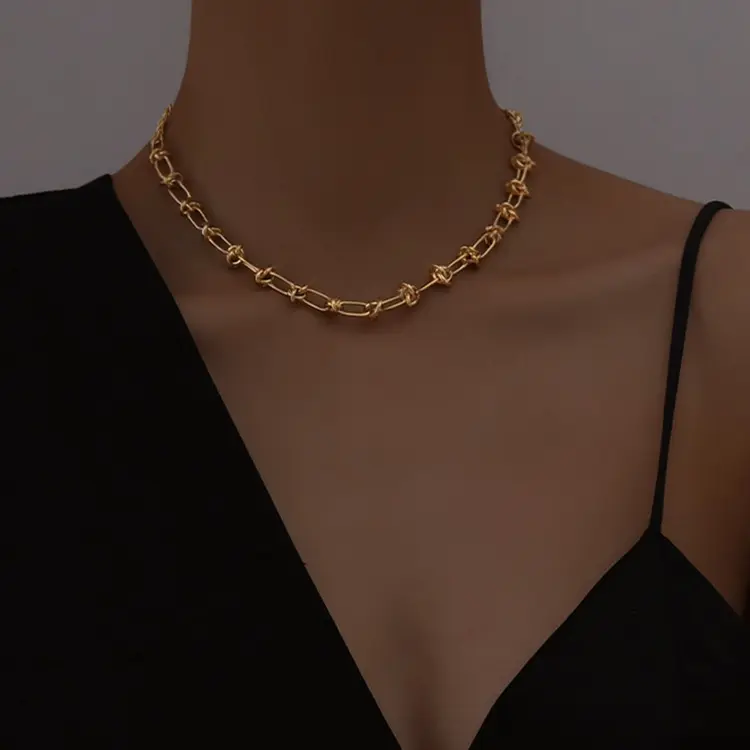 INS Knot Thorn Necklace Simple Hip Hop Collar Neckchain