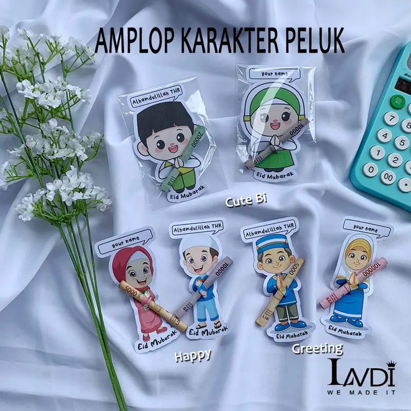 Amplop Lebaran 3D Karakter Lucu Unik Imut Custom Nama 0