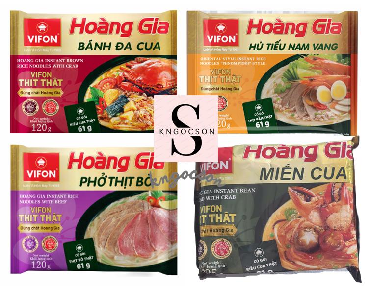 Thùng Bánh đa cua, phở bò, hủ tiếu nam vang, miến cua Hoàng gia ( có gói thịt thật) (18 gói)