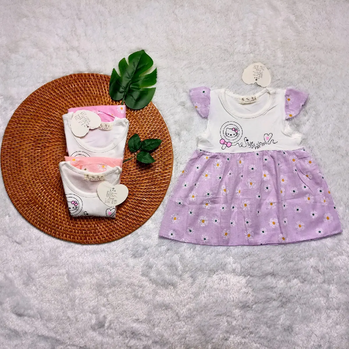 DRESS BAYI MOTIF BUNGA FLORAL PASTEL