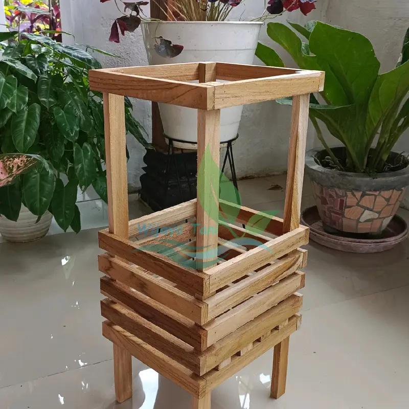 Pot Kayu | 20x20x50| Pot Anggrek Kayu Jati Oven   | Rak Anggrek Kayu Jati 3