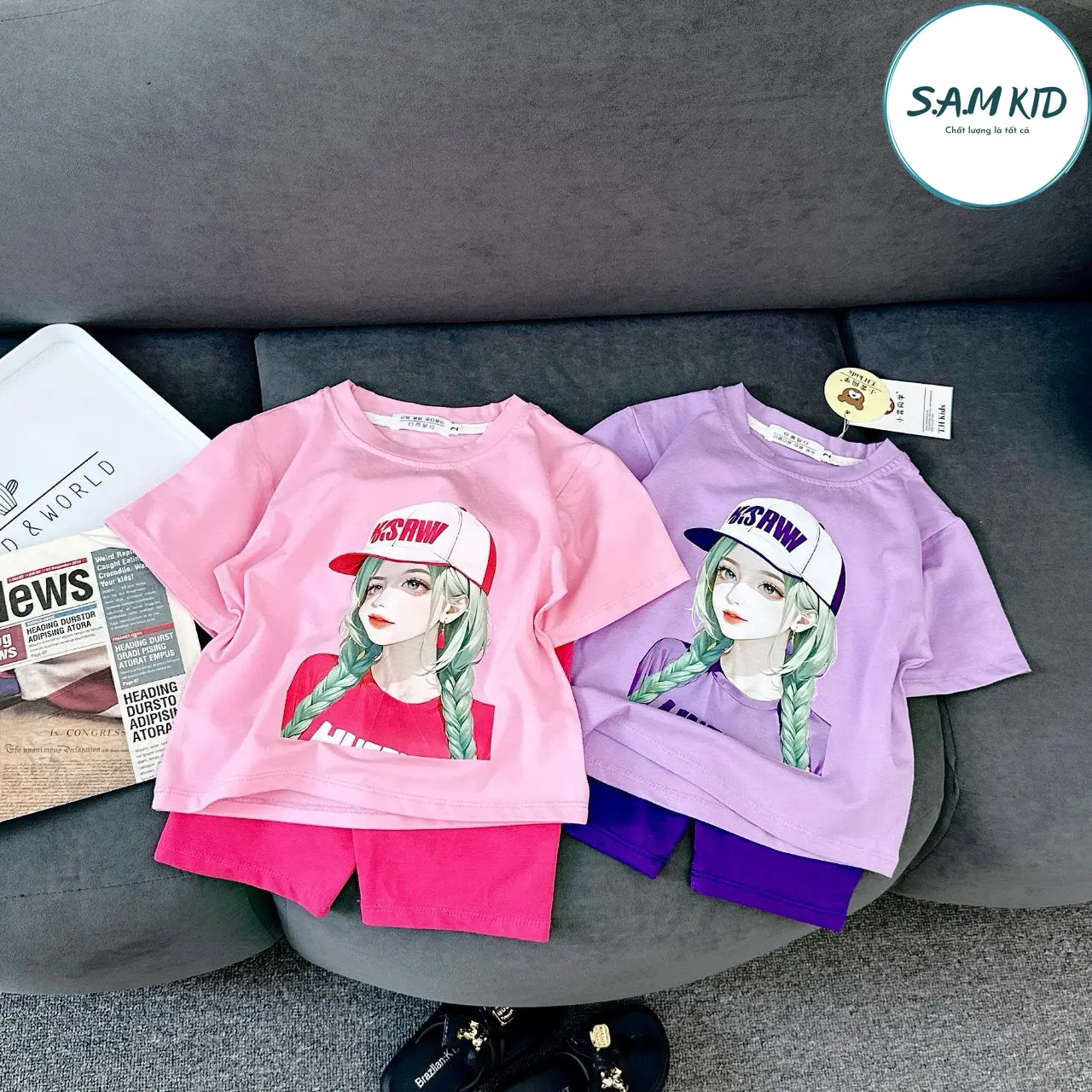 8-40kg Đồ bộ bé gái Sam kids bộ lửng cho bé cotton mẻ mùa hè , quần áo bé gái dễ thương, quần áo trẻ em cao cấp