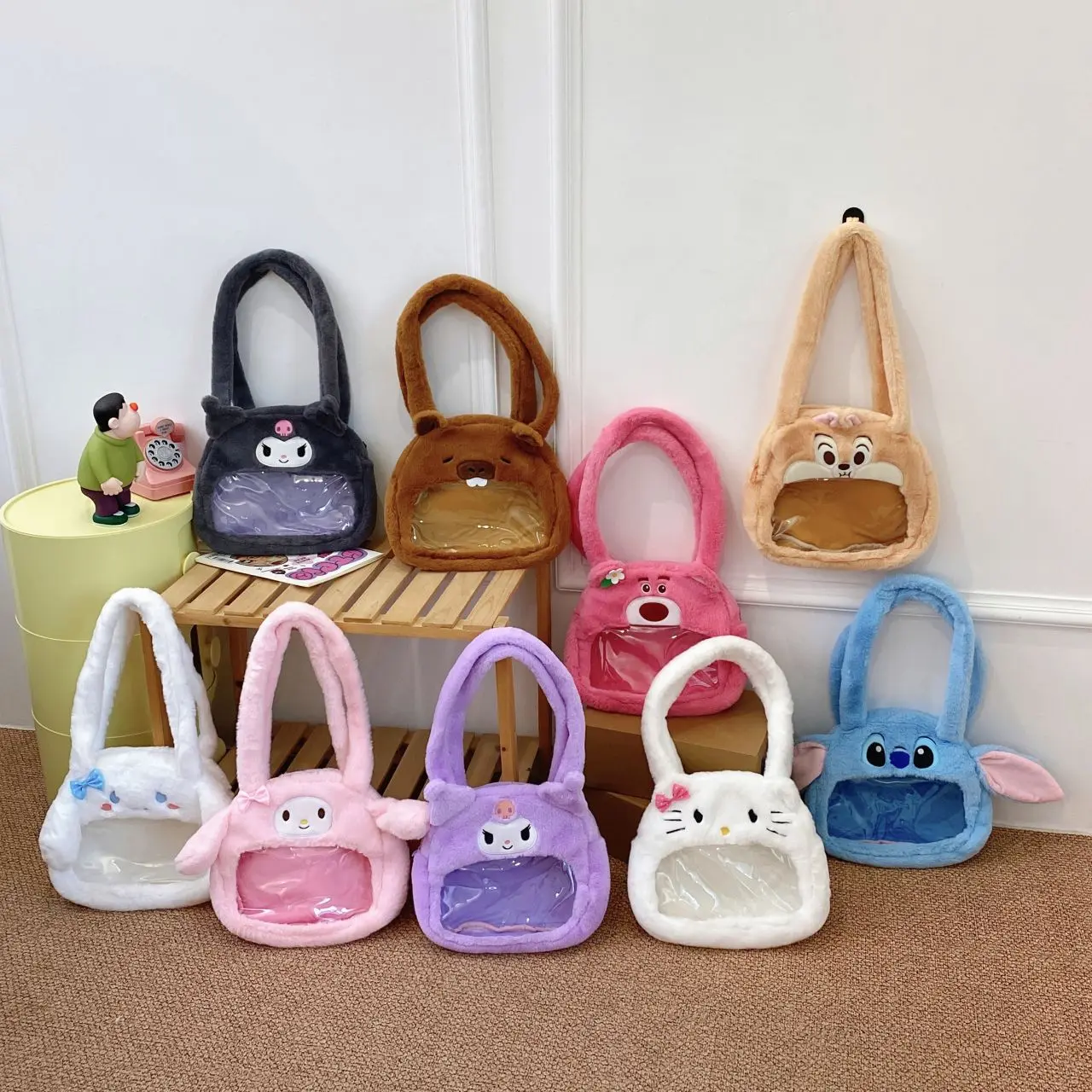 Túi Gấu Dâu Tây Nhồi Bông Chip 'N' Dale Stitch, Túi Đeo Vai, Mờ, Ba Lô Hoạt Hình Dễ Thương, Dành Cho Nữ, Hàng Mới Về, Năm 2025