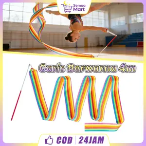 Pita Senam Dan Tari 4m Lengkap Tongkat Pelangi Untuk Pertunjukan Profesional
