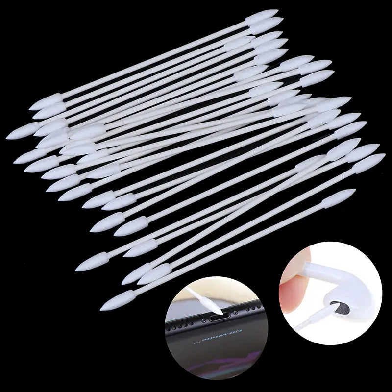 50Pcs ear earphone earbuds tips headset cotton disposable stick cleaning tool