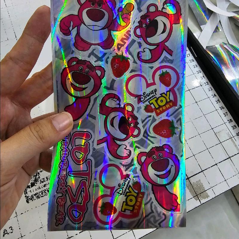Tem logo sticker gấu dâu lotso 9x16cm 7 màu dán trang trí xe máy vui lòng ko dán vào bề mặt nhám vì sẽ ko dính Nhãn Dán Decal