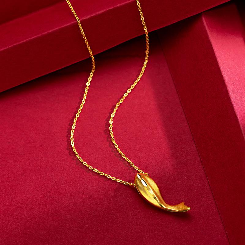 Korean and Japanese Fashion Style Imitation Gold Small Dolphin Necklace Clavicle Chain Wholesale Women's Gold-Plated Dolphin Small Fish Clavicle Necklace 1