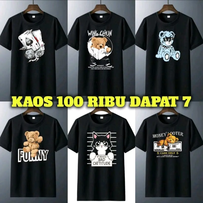 PAKET USAHA 100RB DAPAT 7 KAOS MOTIF DISTRO COD GRATIS ONGKIR PROMO 3