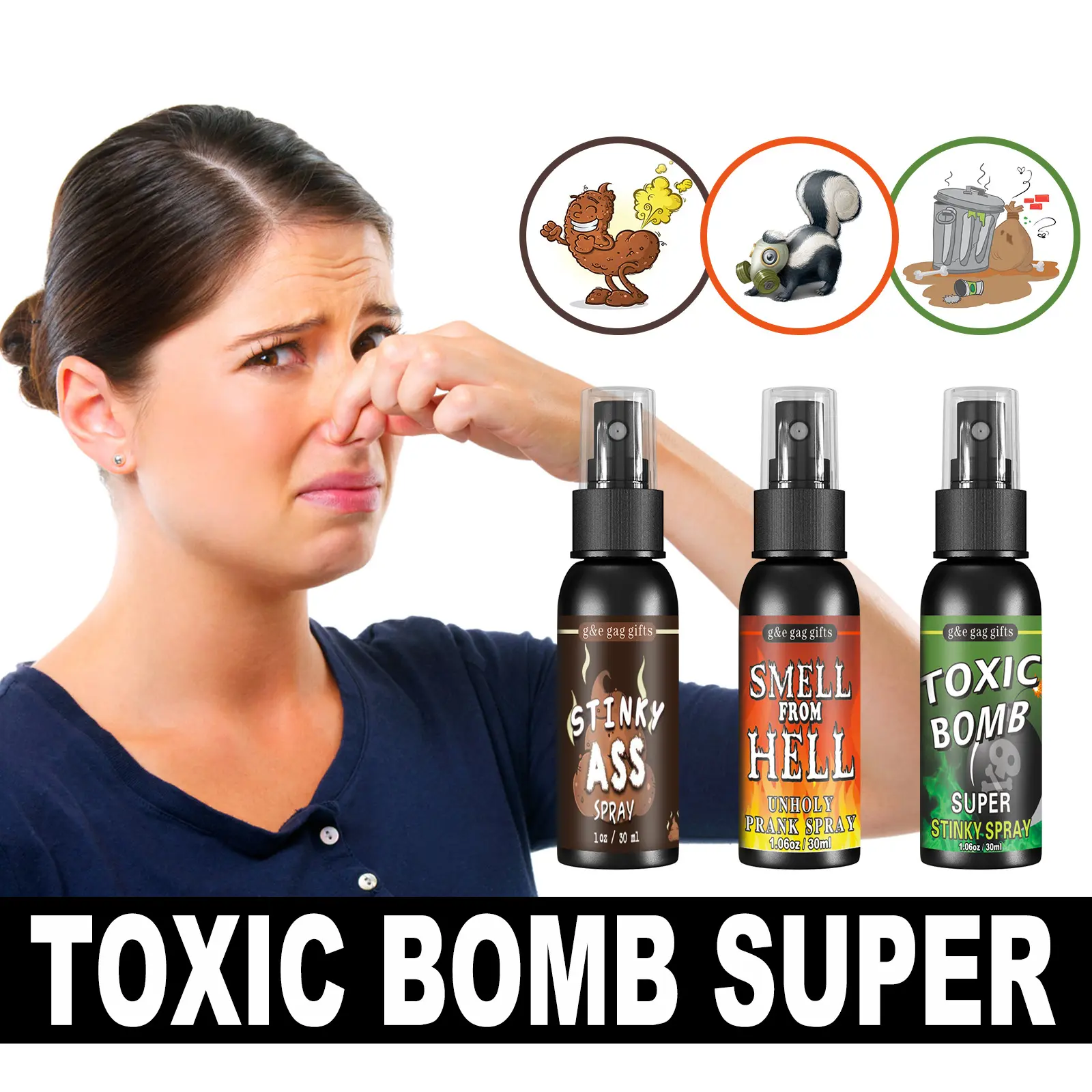 Xịt đánh rắm Lỏng Lẻo, 30ML, Bom có mùi hôi, Đồ chơi mới chơi khăm, Đồ chơi cho Trò Đùa và Tiệc Tùng, Chất thải khí có mùi hôi, Đồ dùng cho bữa tiệc