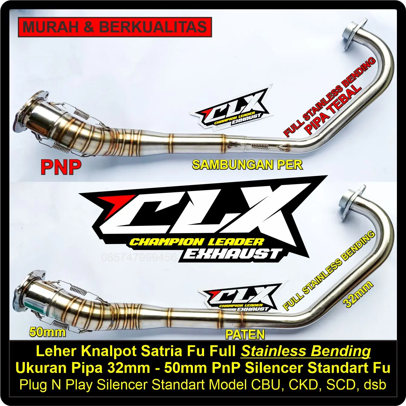 Leher Knalpot Satria Fu 150 Stainless Bending