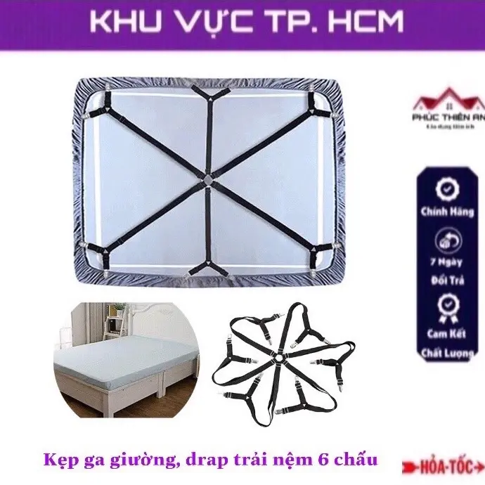 Kẹp ga giường, drap trải nệm 6 chấu - siêu bền, siêu chắc