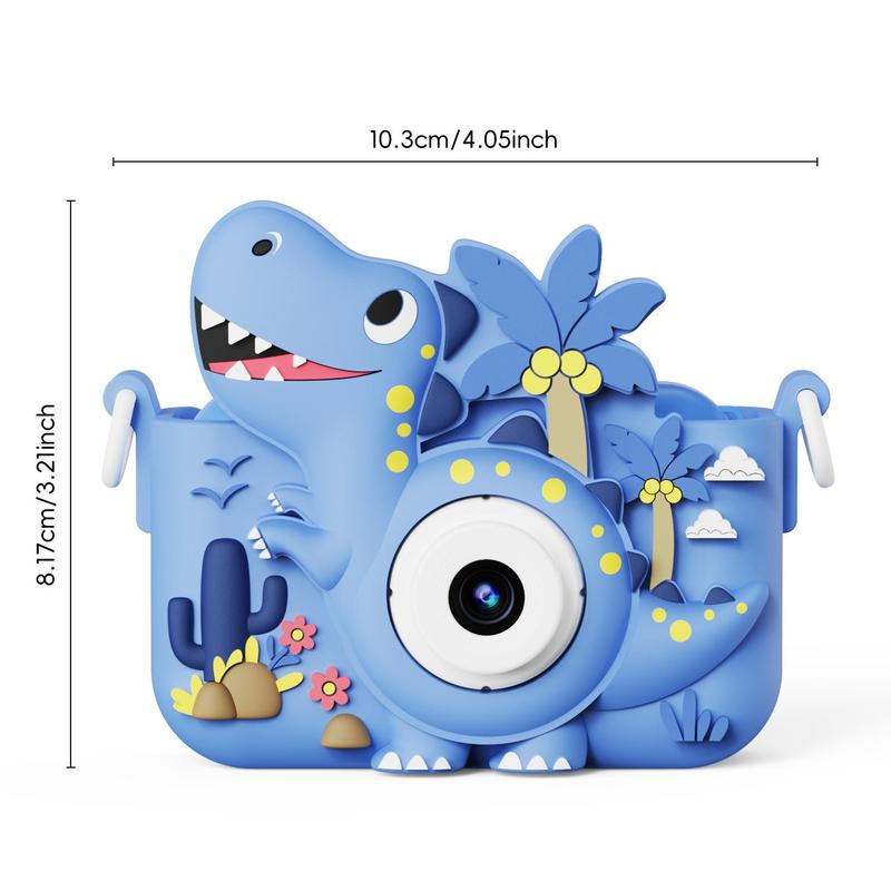 Product Introduction of Cartoon Dinosaur Design Digital Camera, Rechargeable 48MP HD Dual Lens Camera Toy, Birthday Gift for Boys & Girls 8