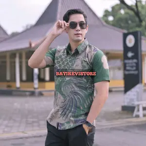 MERAK IJO KEMEJA BATIK PRIA SLIMFIT LENGAN PENDEK LAPIS FURING HEM ORIGINAL