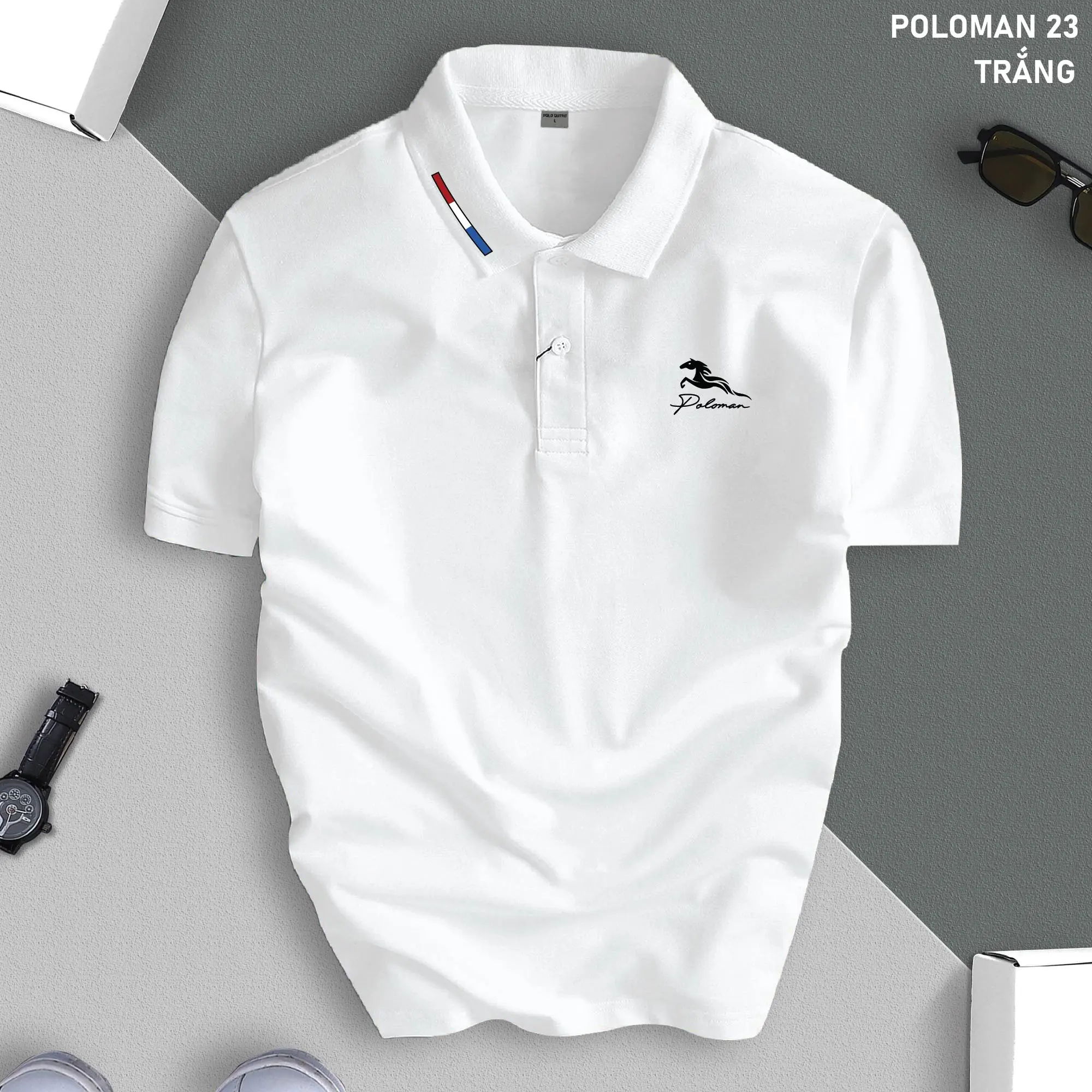 Áo phông POLOMAN 23 cổ bẻ BASIC CVC vải cá sấu sang trọng, lịch lãm, thoáng mát Menswear Có Cổ Ngắn Tay Cộc Tay Shirt