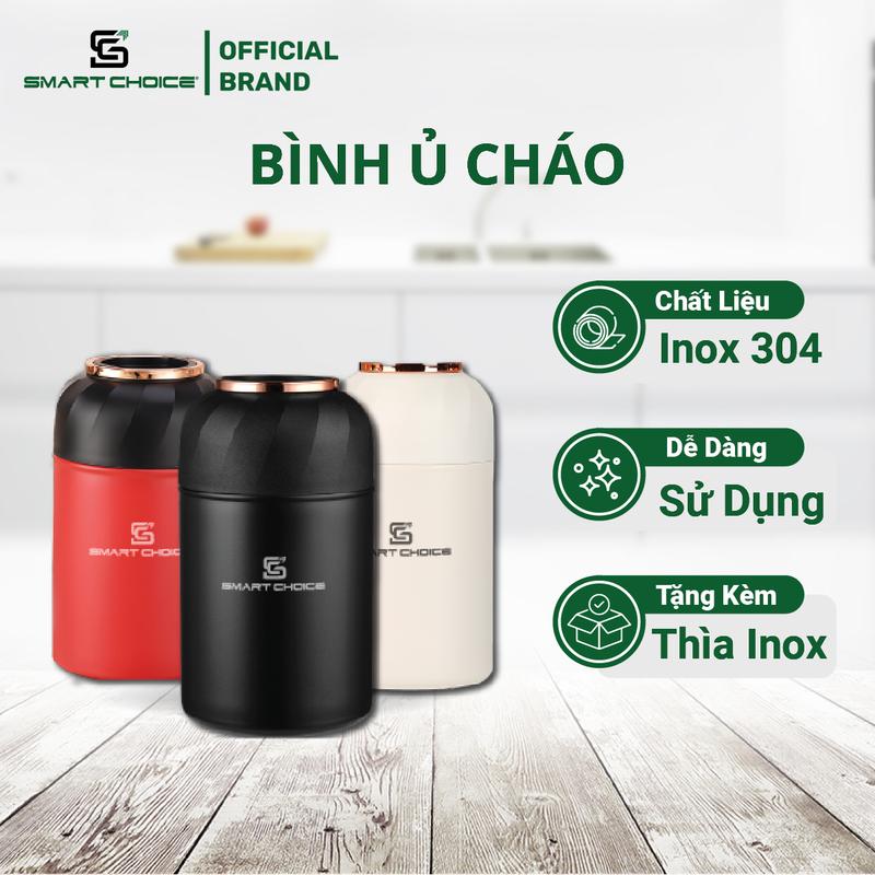 Bình Ủ Cháo SMARTCHOICE Hộp Giữ Nhiệt Đựng Cháo Cho Bé Giữ Nhiệt Đến 12h Cao Cấp 1050ml Kem Muỗng Inox SCG-PK016