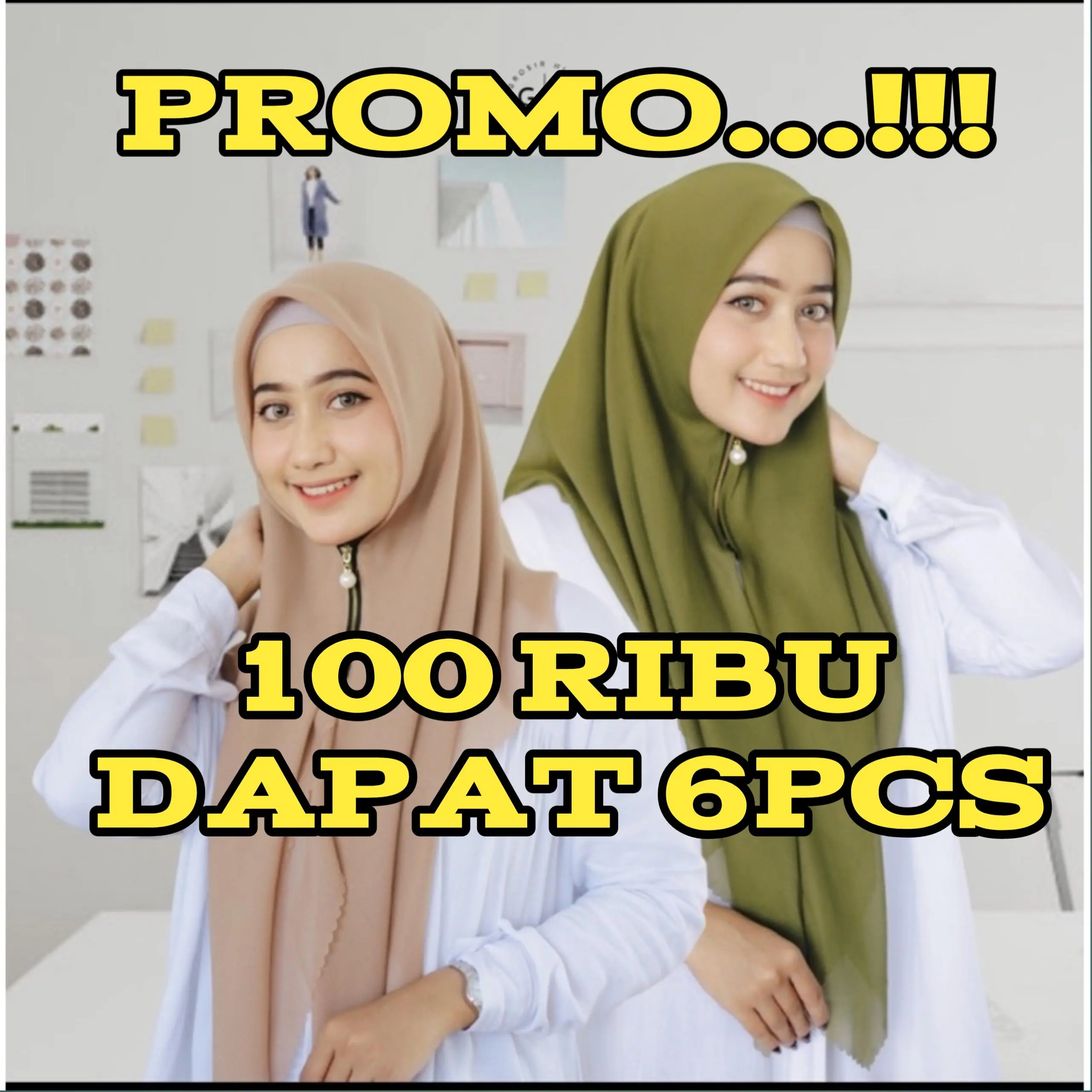PROMO 100RB DAPAT 6 PCS HIJAB BELLA SQUARE INSTAN ZIPPER POLOS JILBAB RESLETING LASER CUT