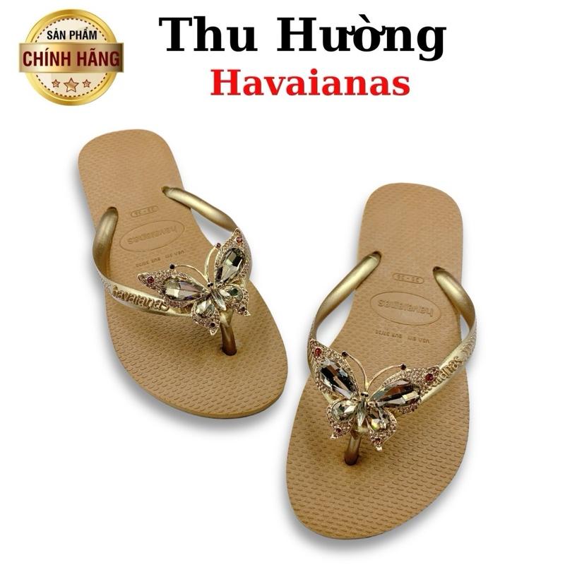 Dép Havaianas Nữ Slim Gắn Kèm Charm Bướm Cánh Tiên - Từ Brazil - Cao su non tự nhiên, chống trơn trượt - Thu Hường Havai