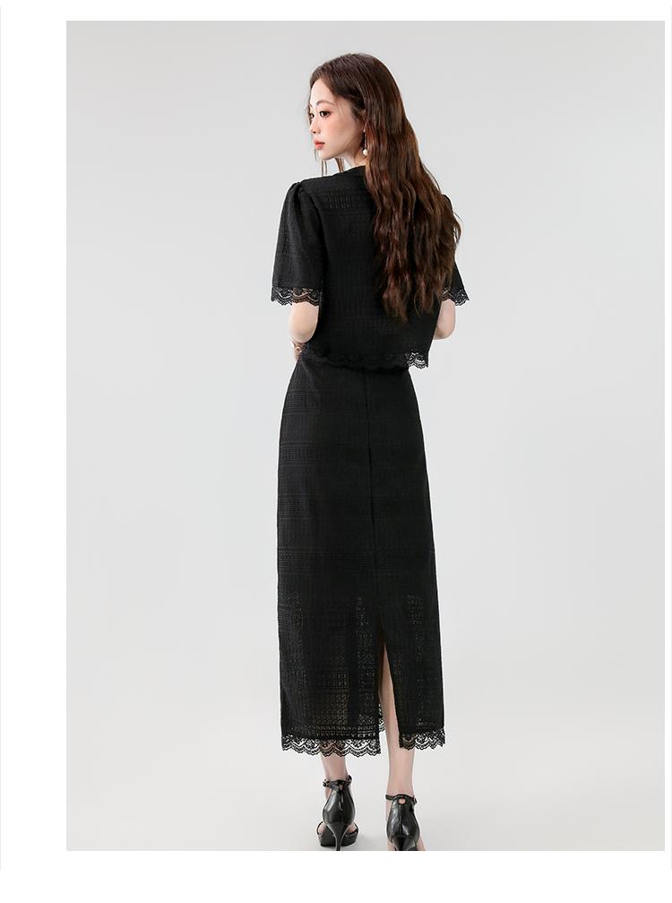 Product Introduction of Exclusive New High-End Dress 2025 Summer New Elegant Small Fragrance Style Heavy Lace Cover-Up Slimming Long Set Dress Luxury Women's Fashion 15