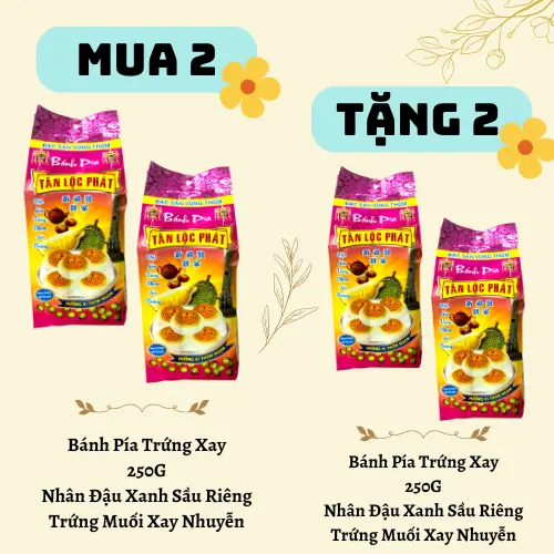 (MUA 2 TẶNG 2) MUA 2 TÚI BÁNH PÍA TRỨNG XAY 250G TẶNG 2 TÚI BÁNH PÍA TRỨNG XAY 250G/ TANLOCPHAT 0