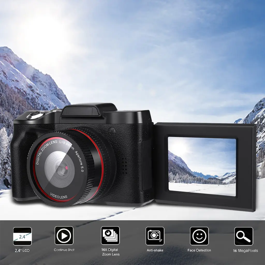 Kamera video HD 1080P, camcorder pegang tangan, Kamera digital, Zum Digital 16X