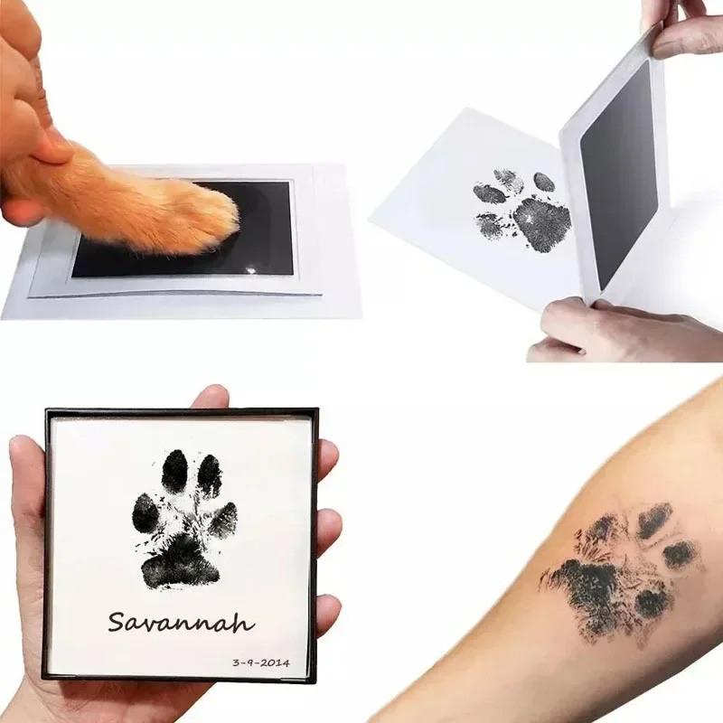 Pet Dog & Cat Paw Print Ink Set Pad Baby Handprints Safe Non-toxic Wash Free Easy Clean Diy Handprints Footprints Pet Souvenirs 2