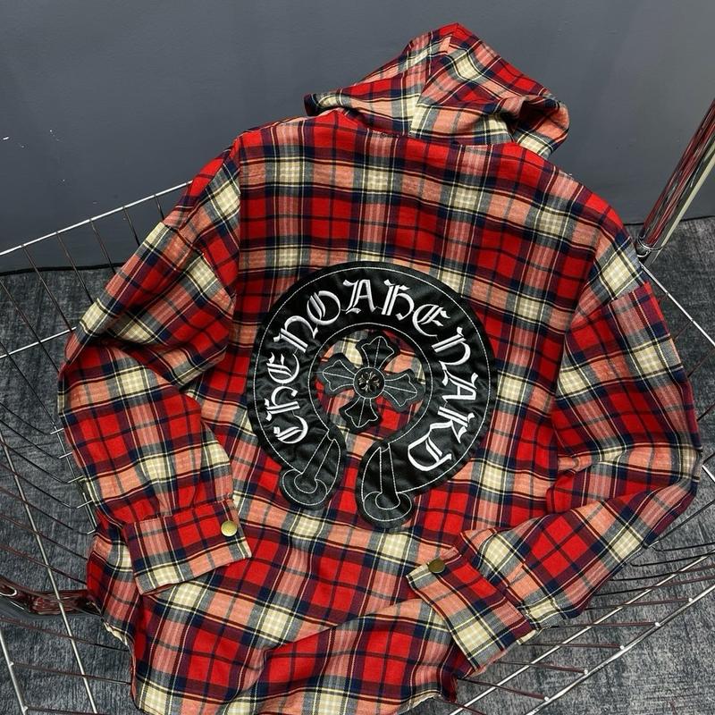 ÁO SƠ MI CÀI KHUY CHOOM IN DA KẺ CA RÔ CÓ MŨ