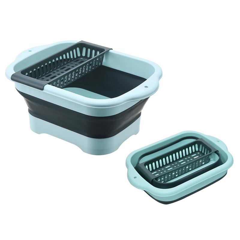 Portable Kitchen Storage Tray Foldable Dishwashing Basin with Drain Plug, Space Saving Outdoor Multipurpose Folding Sink 1