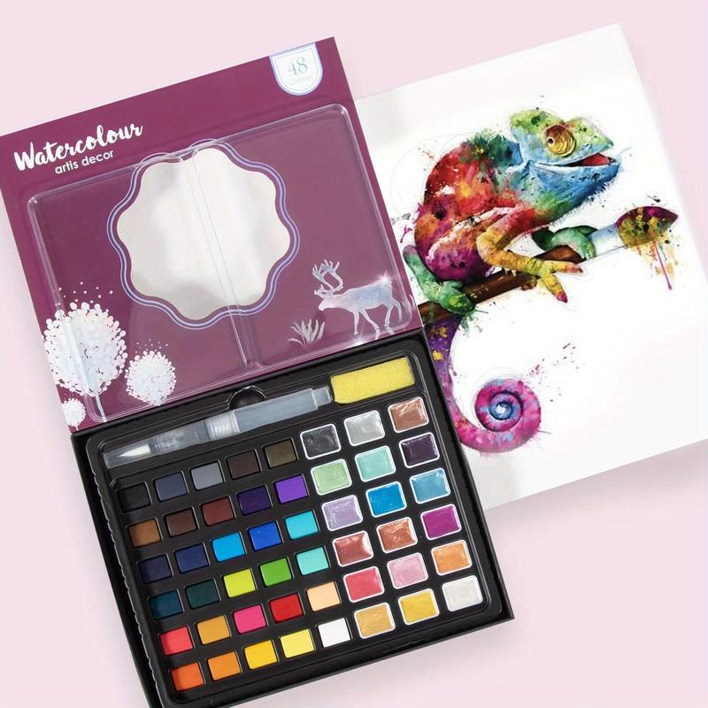 Watercolor Paint Set with Pearlescent Shades, 24/36/48/88 Colors Watercolor Paint Set with Brush & Portable Case, Ideal Gift for Creatives 8