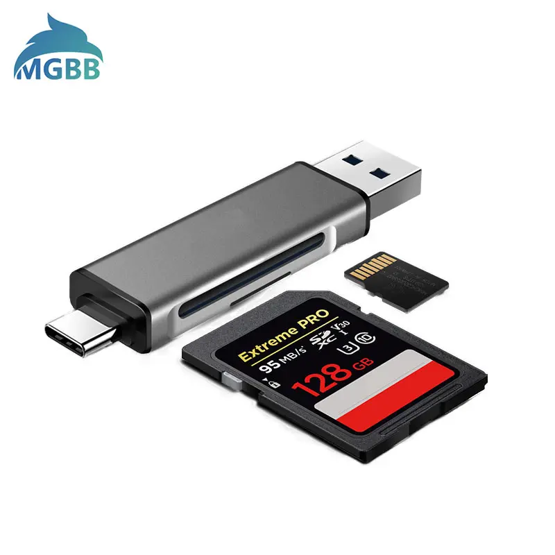 2 in 1 Card Reader USB 2.0/Type C Fit For Micro SD Card / TF Memory Card Read OTG Adapter Hitam Computer 0