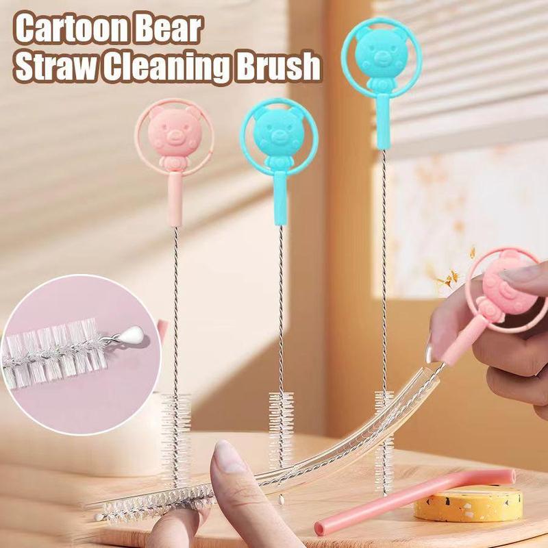 Product Introduction of Children Cartoon Straw Brush Baby Bottle Gravity Ball Straw Brush Nipple Cleaning Brush 0