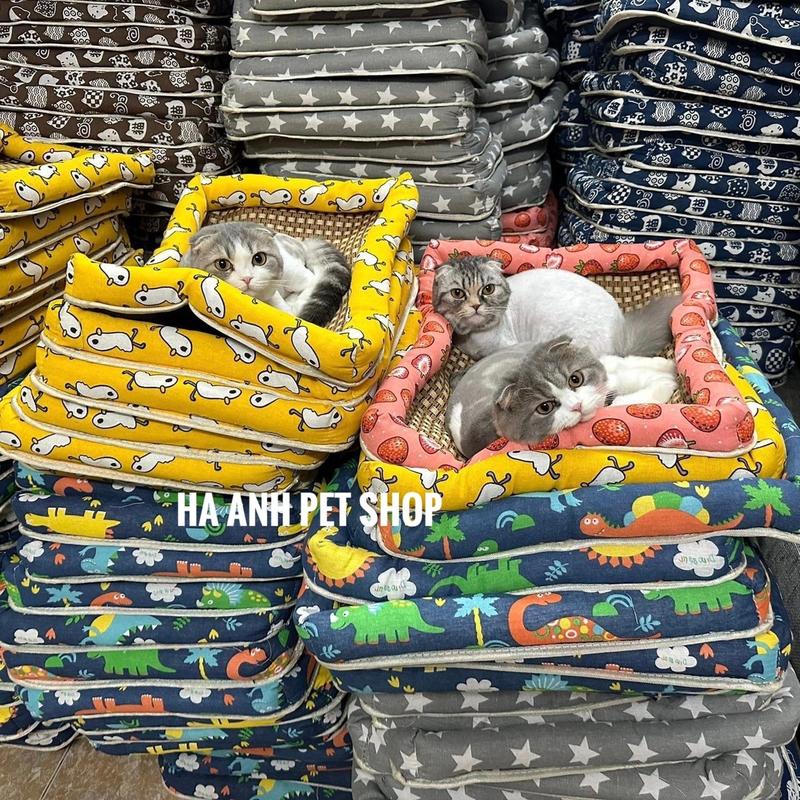 Đệm lót chiếu mây mùa hè cho chó mèo - Thiết kế mềm mại, thoáng khí, không thấm nước