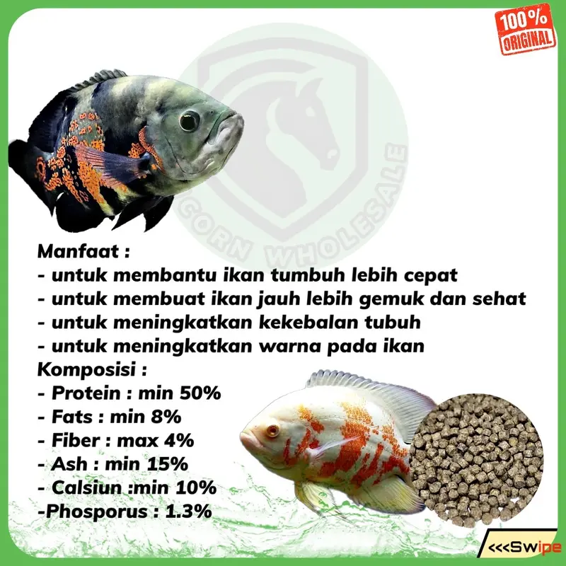 PELET OSCAR MULTI COLOR PREMIUM PAKAN IKAN OSCAR BATIK ALBINO TIGER 100 GRAM 1