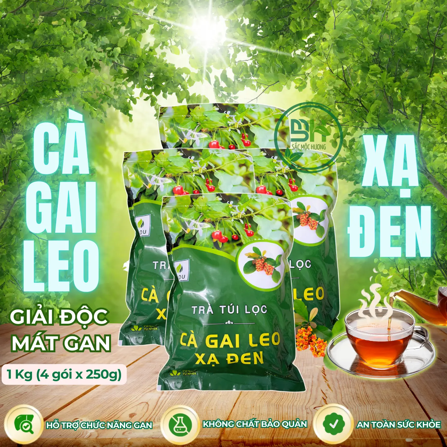 Trà Cà Gai Leo XẠ ĐEN SADU 1kg (200 túi lọc) Hỗ Trợ Thanh Nhiệt Giải Độc Mát Gan- Nước Trà Chè Tea ca gai càgaileo Không Chua