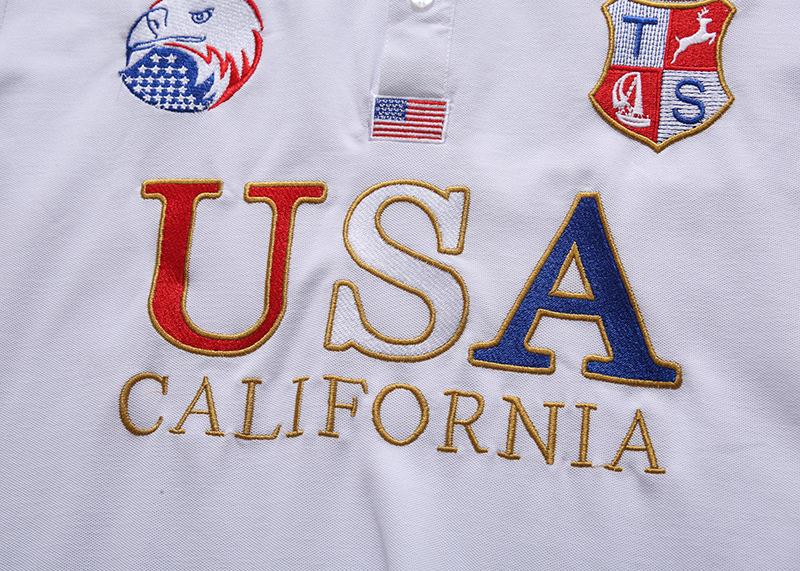 Product Introduction of New Arrivals Oversized Polo T Shirt Men Short Sleeved California of USA Embroidery White Eagle Golf Wear Collar T-shirt Plus US Size XS-7XL 29