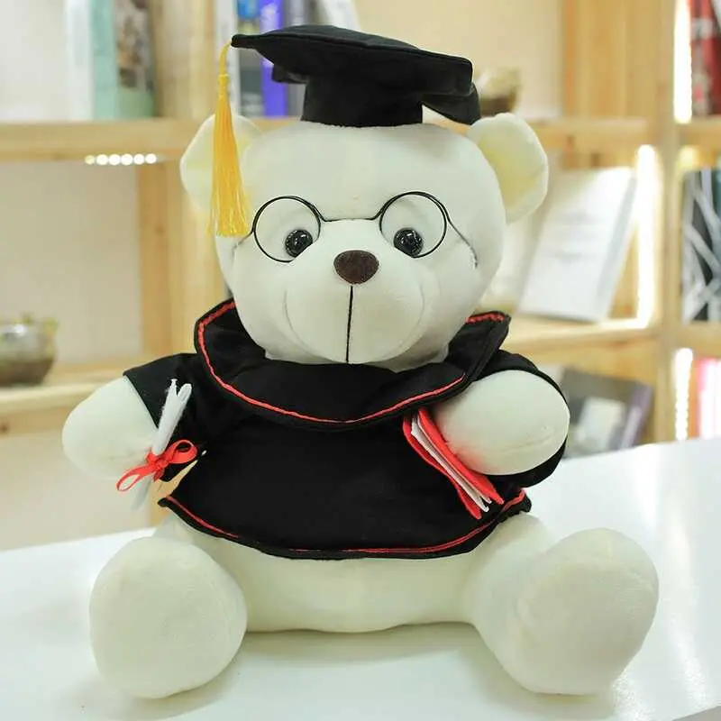 1pc 18 23cm Cute Dr. Bear Plush Toy Stuffed Soft Kawaii Teddy bear Animal Dolls Graduation Gifts for Kids Children Girls