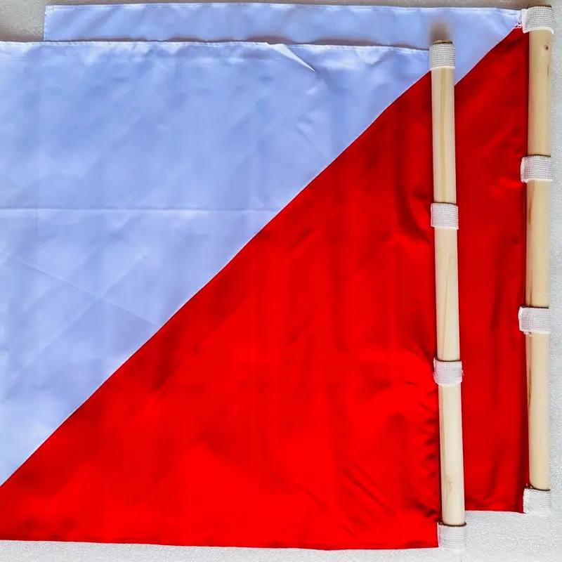 CỜ SEMAPHORE BỘ 2 CÂY (cán gỗ vải bóng có áo cờ) 2