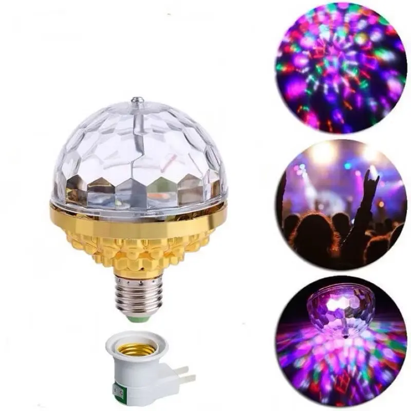￼Đèn led xoay 7 màu vũ trường nháy chớp theo nhạc bay phòng sân khấu hiệu ứng 360 độ kèm đui cắm