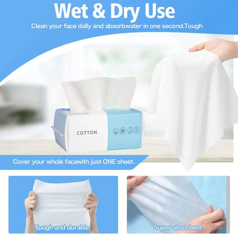 Disposable Face Towel, Soft Facial Wash Cloth, Lint-free Facial Tissue for Cleansing, Skincare and Makeup Remover, Summer Essentials, Bathroom Cotton Accessories 5