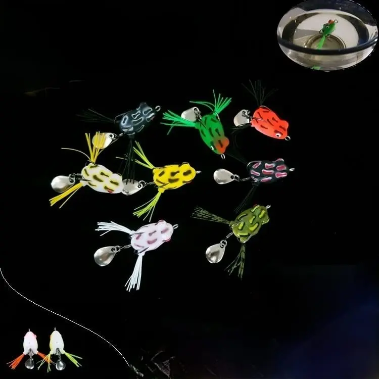 Umpan Casting Thunder Mini Soft Frog Spoon 3cm/4.2g Katak Ekor Bewarna Dengan Payet Fishing Lure